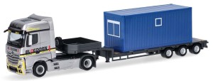  Herpa 956864 Mercedes Actros L BigSpace Goldhofer Semitieflader Bloedorn